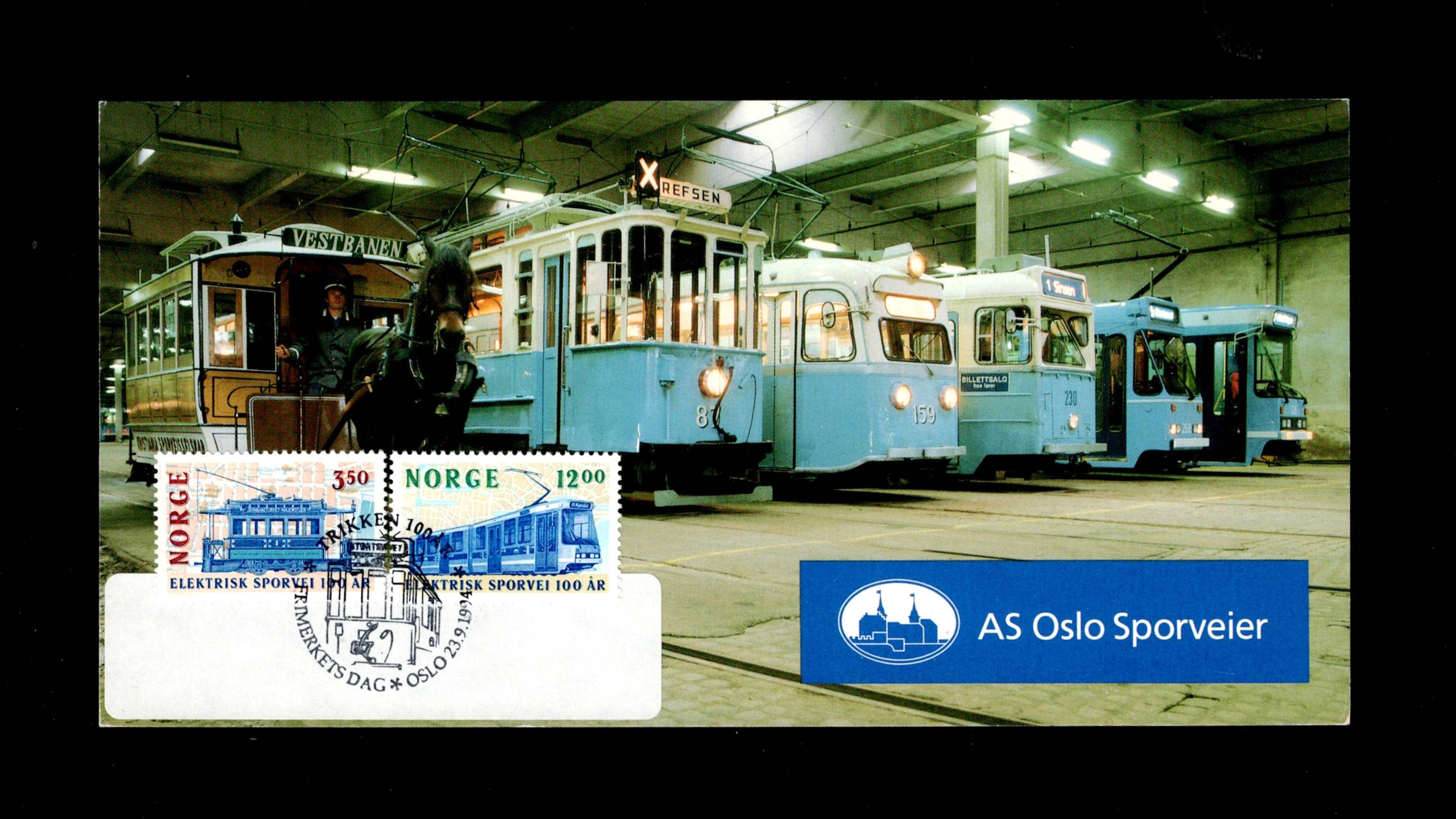 FDC 1994 NK1212-13 SPORVEI på AS Oslo Sporvei kort