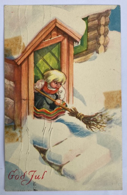 DAMSLETH jente i bunad feier trappa. br. 1942 DAMM