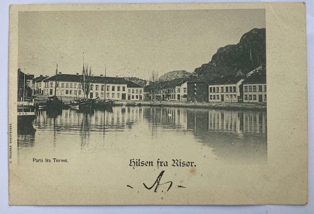 Hilsen fra RISØR parti av torvet br. 1901 Risør