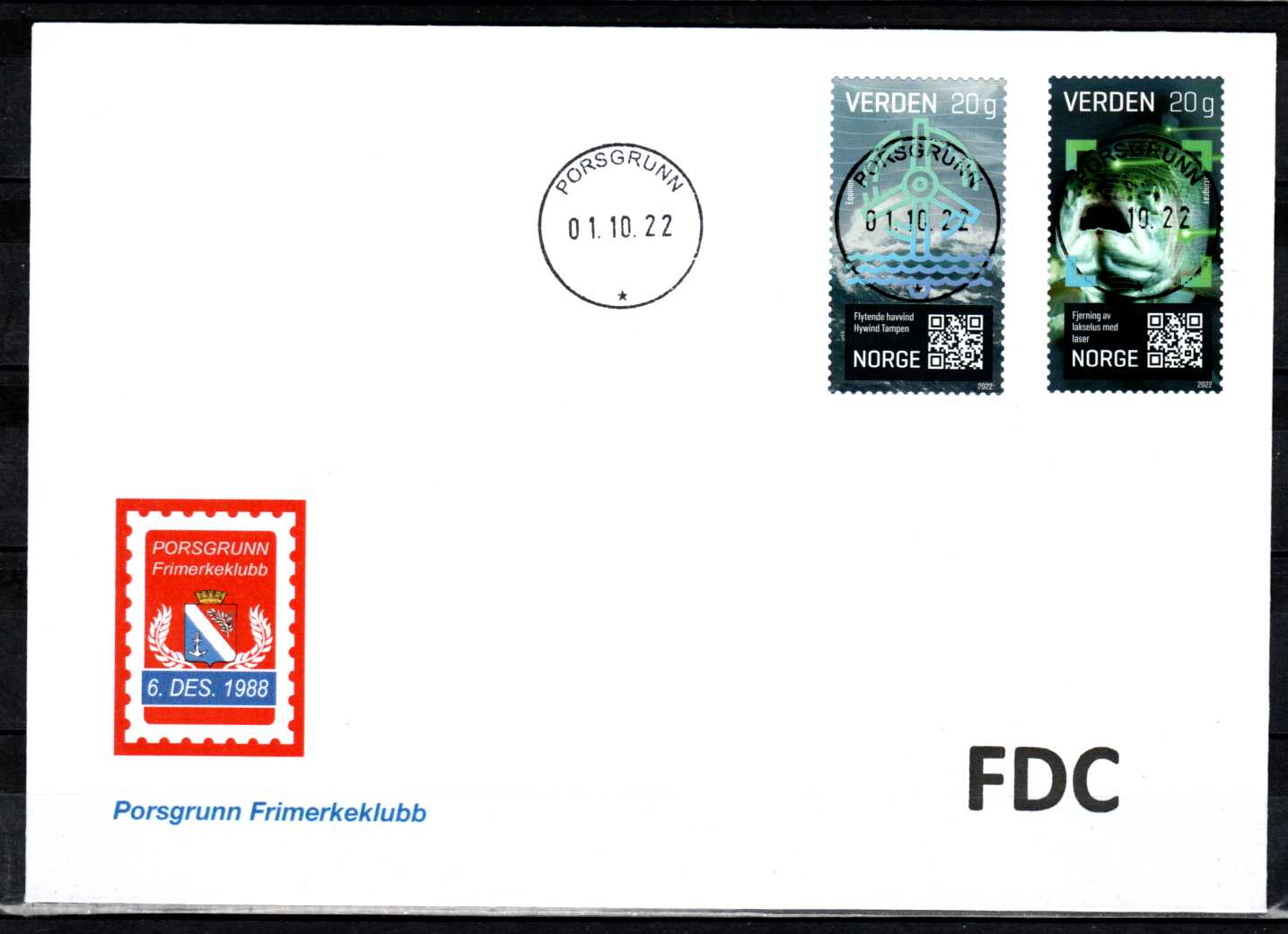 FDC HK 2081-82 Porsgrunn Frimerkeklubb