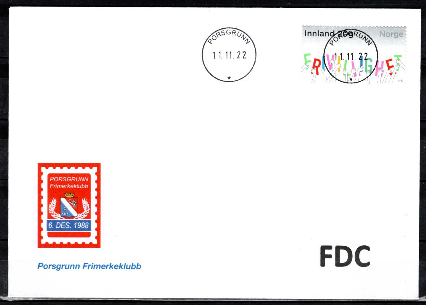 FDC HK 2084 Porsgrunn Frimerkeklubb