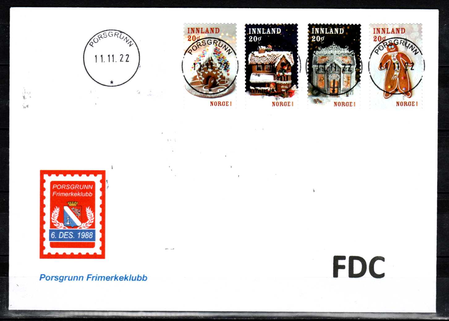 FDC HK 2085-88 Porsgrunn Frimerkeklubb