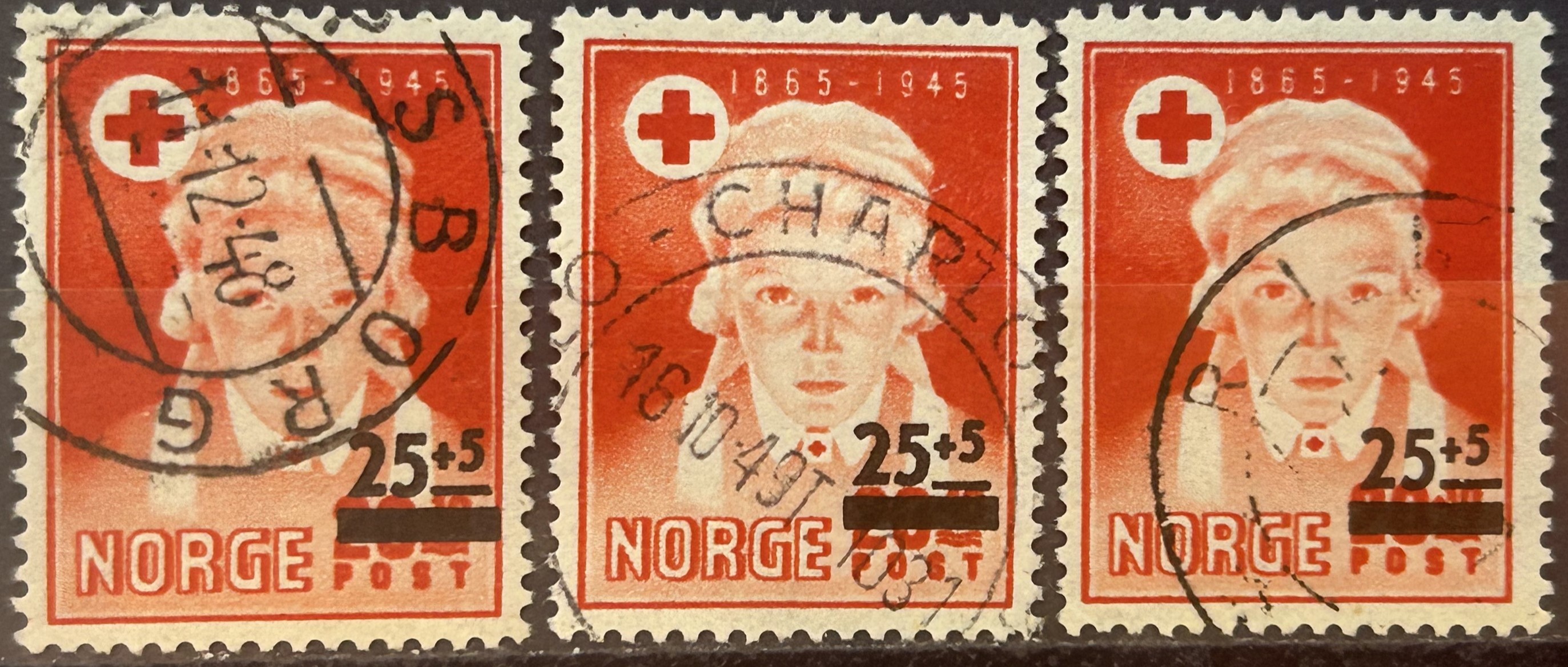 NK 374.Type 1-2-3. PENT RUNDSTEMPLA. (186,-)