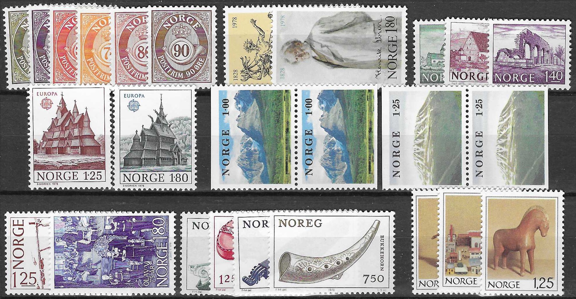 Norge 1978 komplet MINUS 823-30 postfrisk - verdi 160 NOK