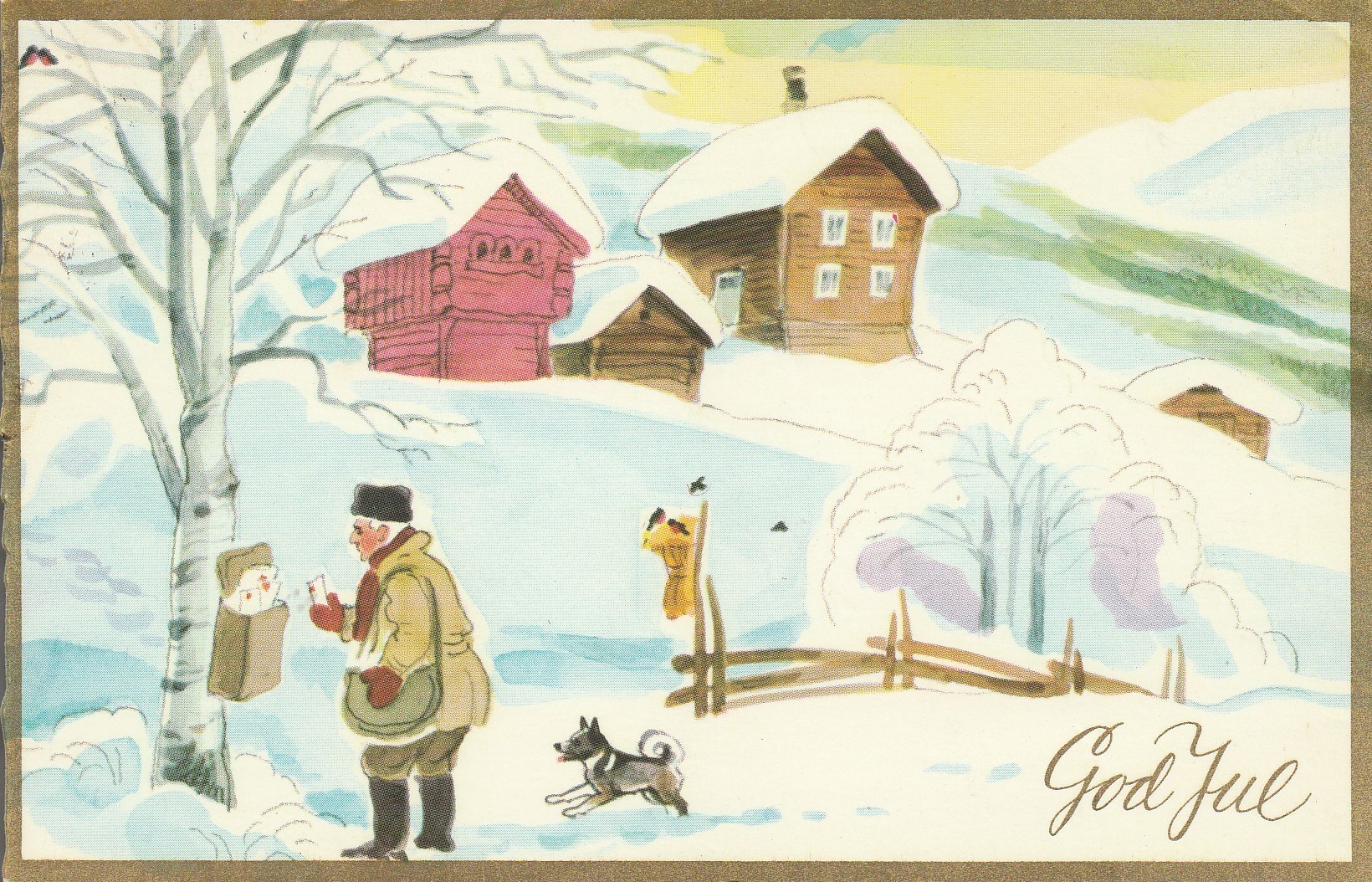 Eldre kort : God Jul . 7254/73 / Næsheim.  Pst Små