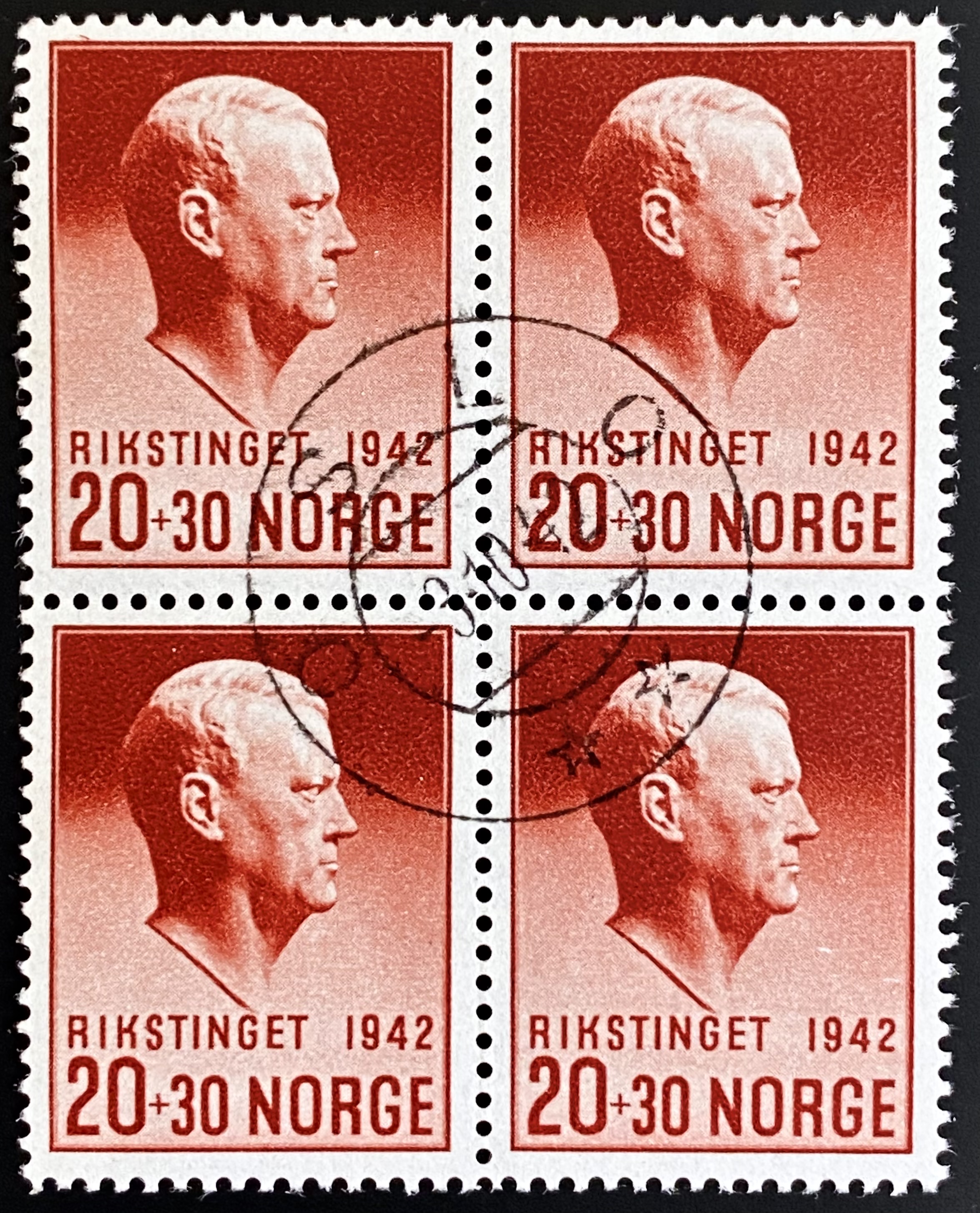 NK 306 Firerblokk Stemplet Oslo -3-10-42