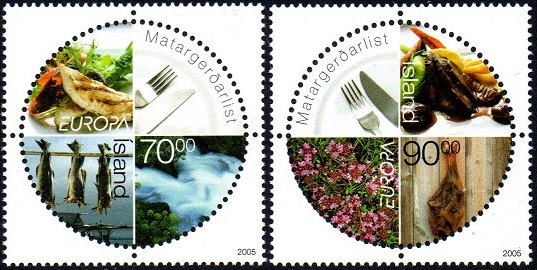 Island Afa: 1087-88 - Europafrimerker. Gastronomi **