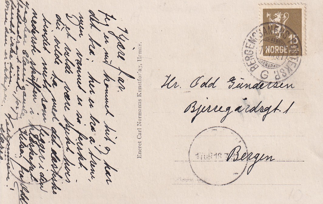 BERGENSBANENS POSTEKSP. G 17.VII.1931