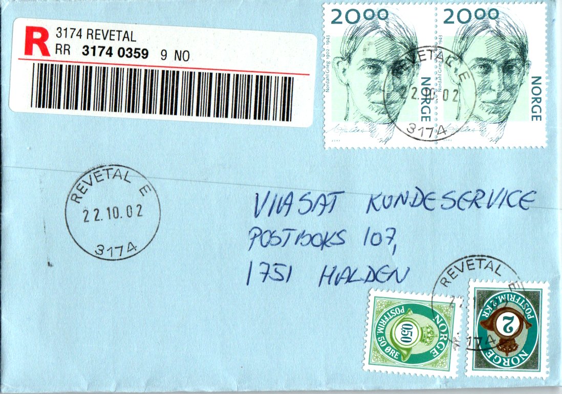 Revetal E 22-10-02 på rek.brev