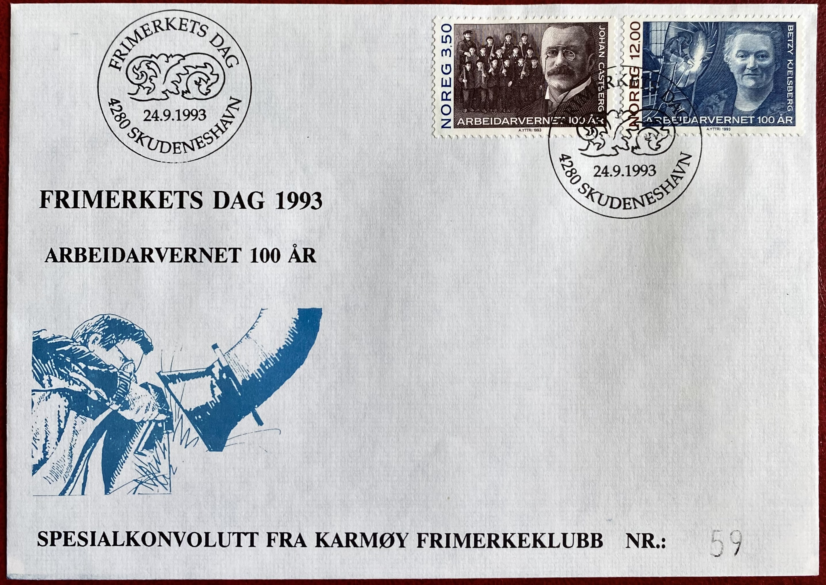 FDC NK 1182-1183 Karmøy FK Nummerert