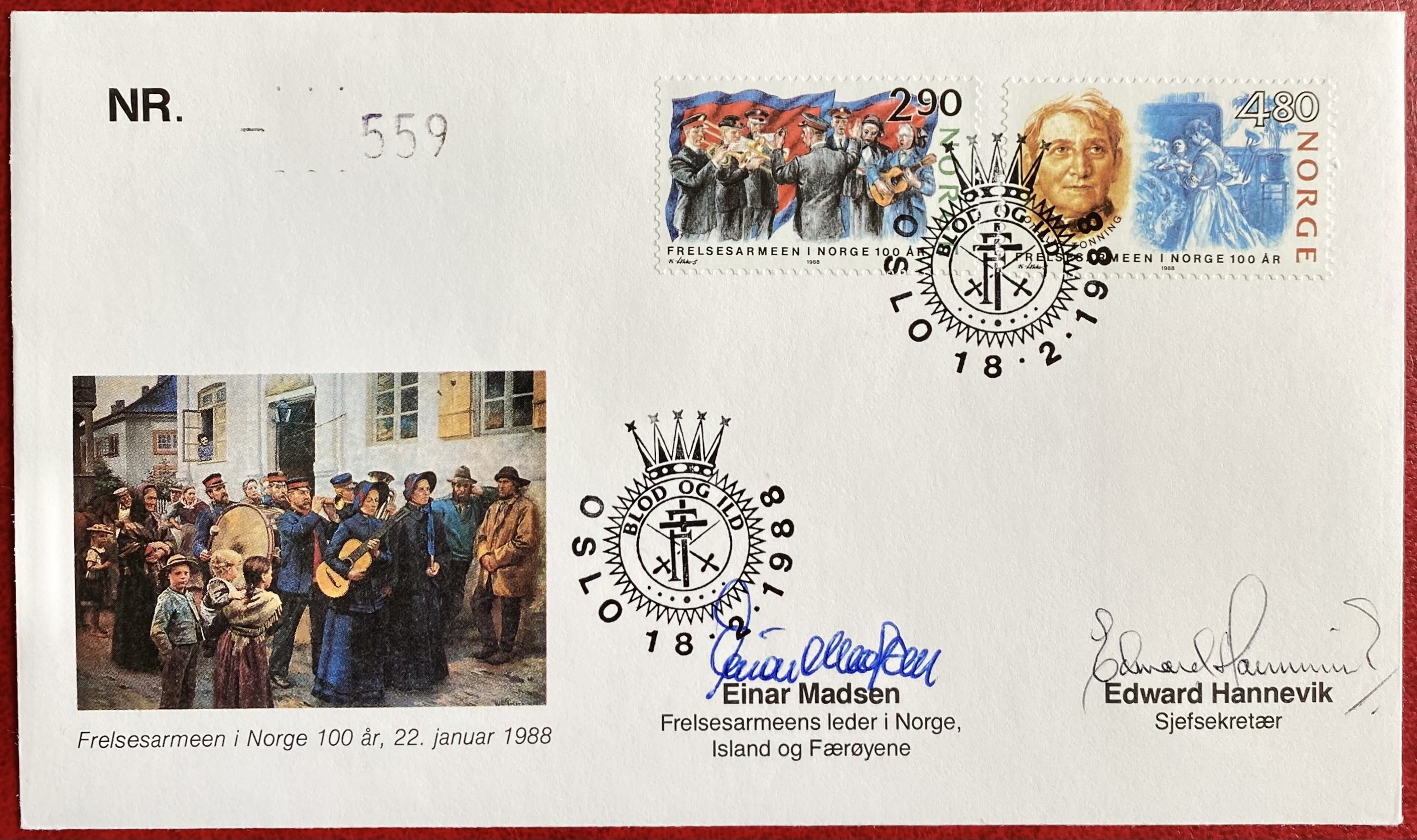 FDC NK 1036-1037 Signert Nummerert