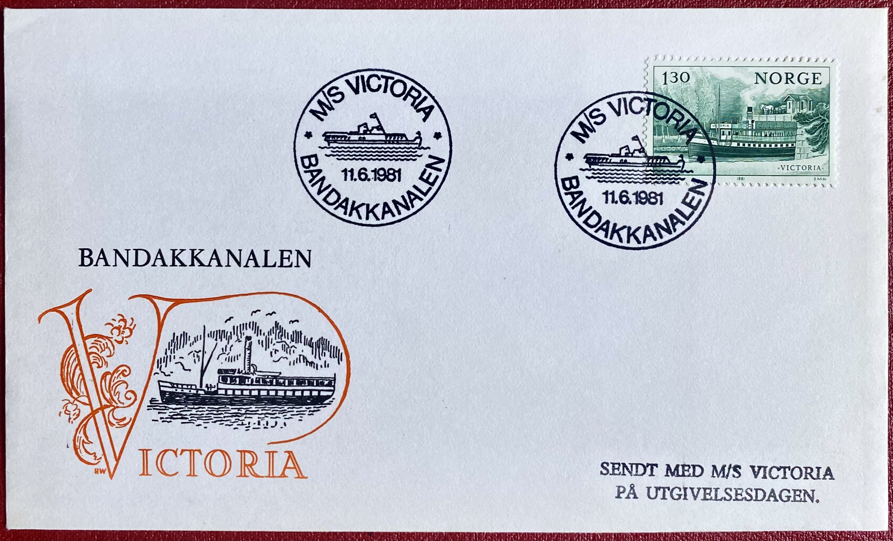FDC NK 890 Bandakkanalen M/S Victoria 100 år