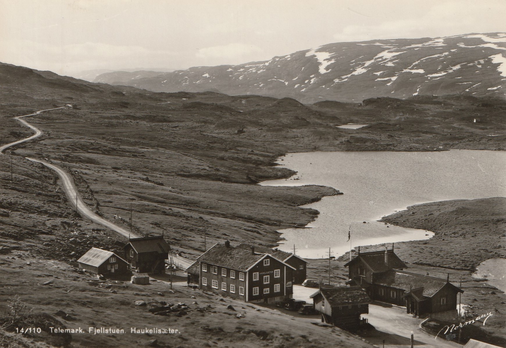 Eldre kort fra Telemark Fjellstue , Haukeliseter .  Normann 14/110