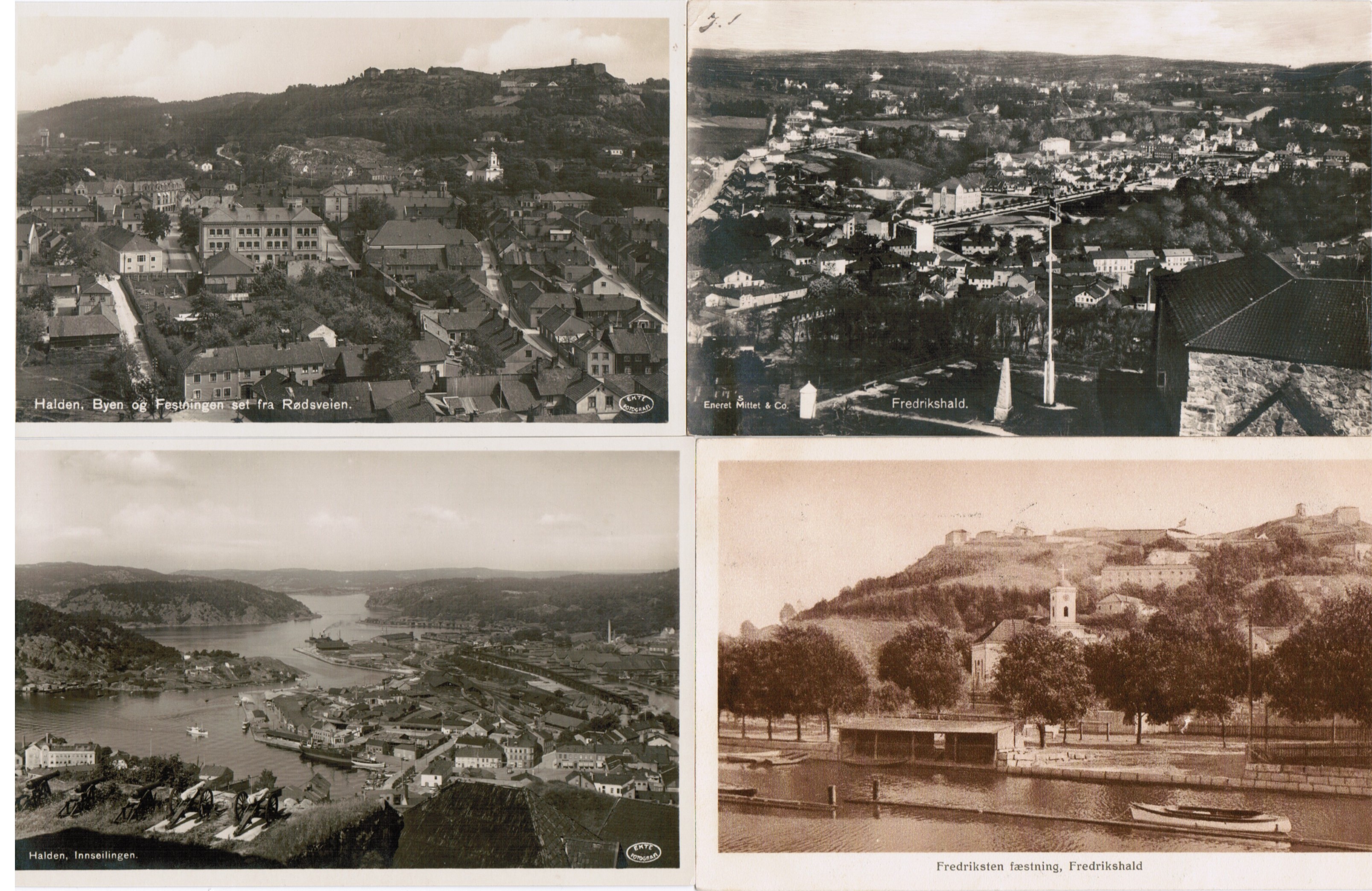 Halden/Fredrikshald, lot 4 kort. (Div utgivere)