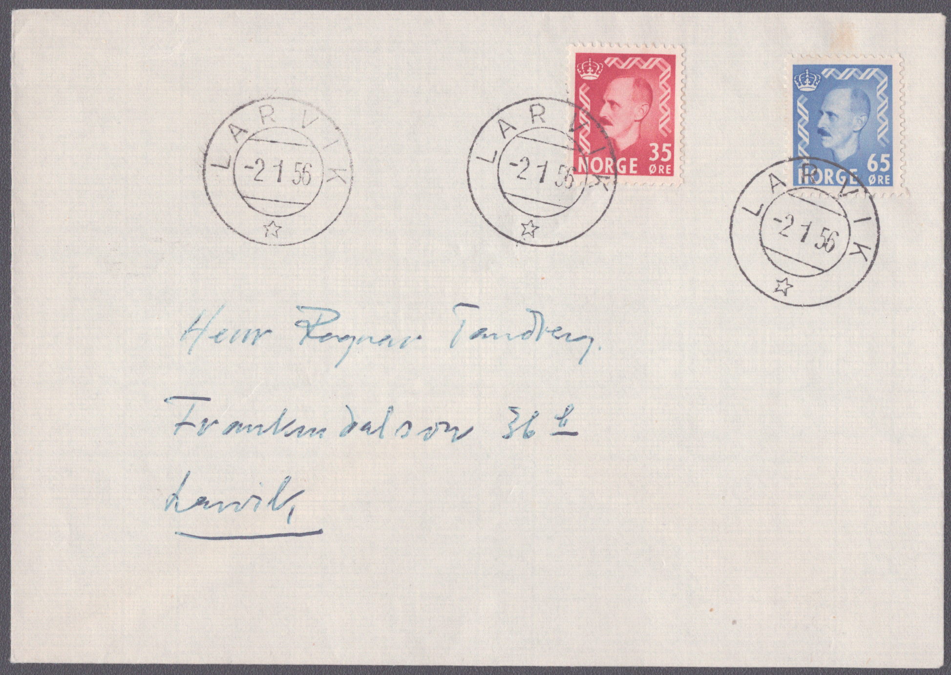 FDC 1956 NK432 NK435 Larvik
