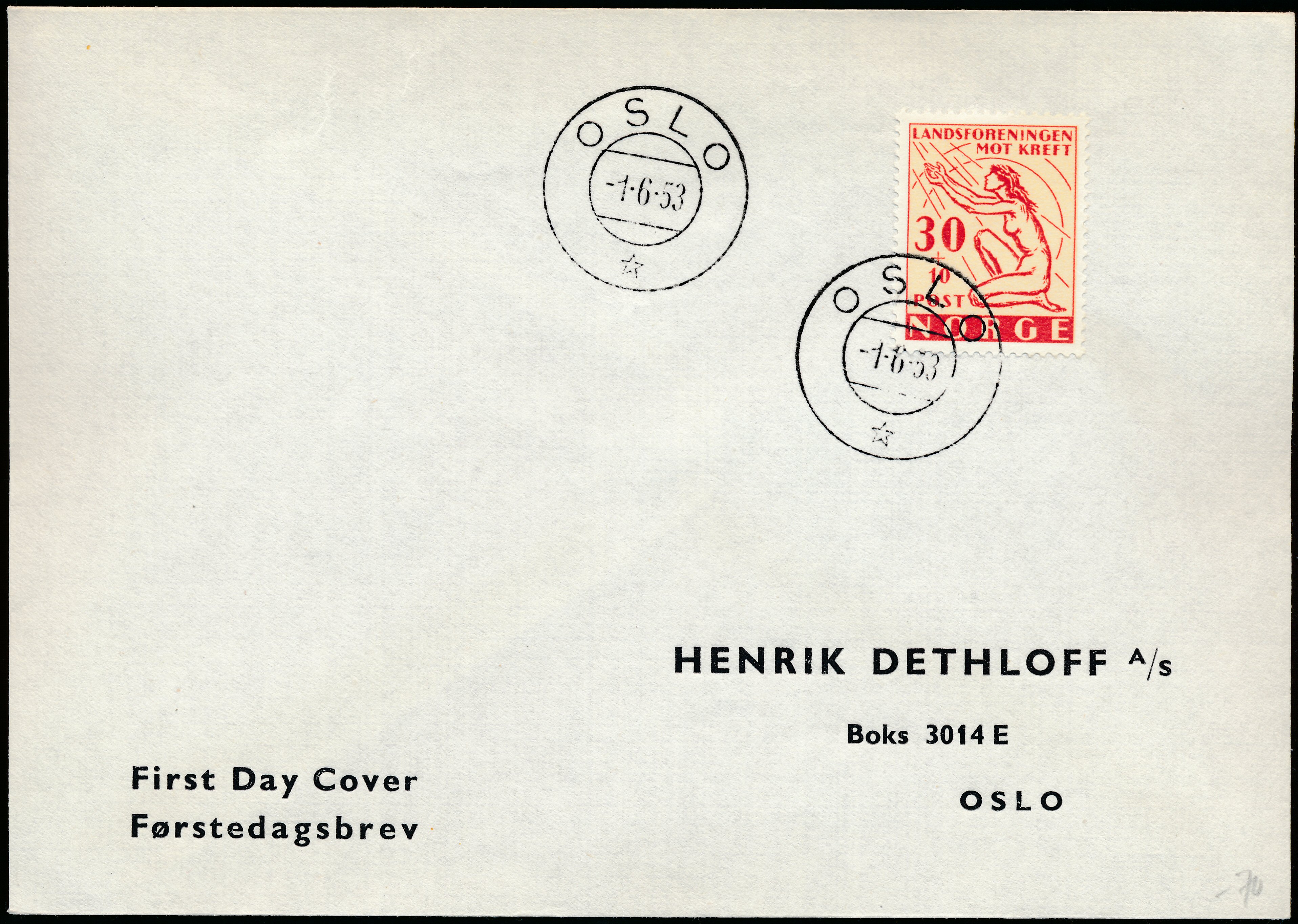 FDC 1953 NK414 tekstvignett 1 Oslo