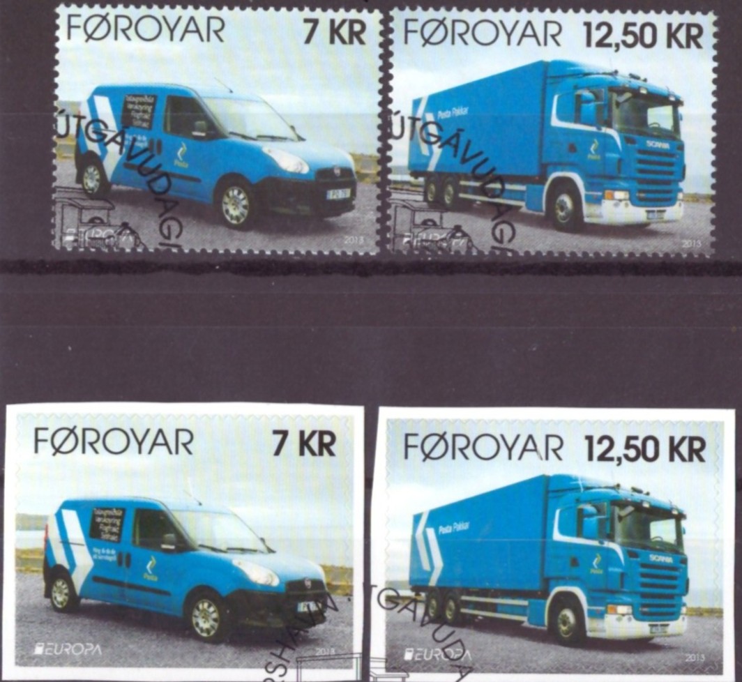 FÆRØYANE. AFA 779-80+779E-780E. PENT RUNDSTEMPLA.   (78,-)