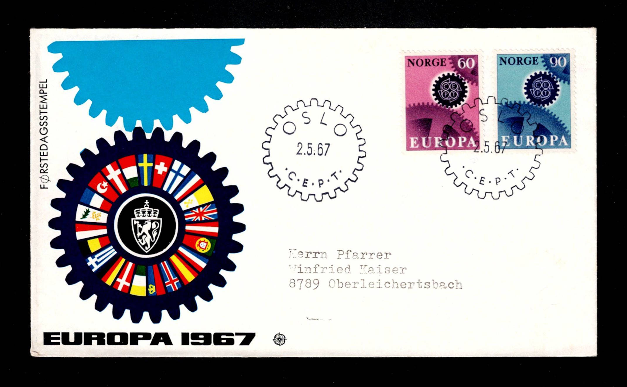 FDC 1967 NK589-590 Europa VII vignet 14 europa