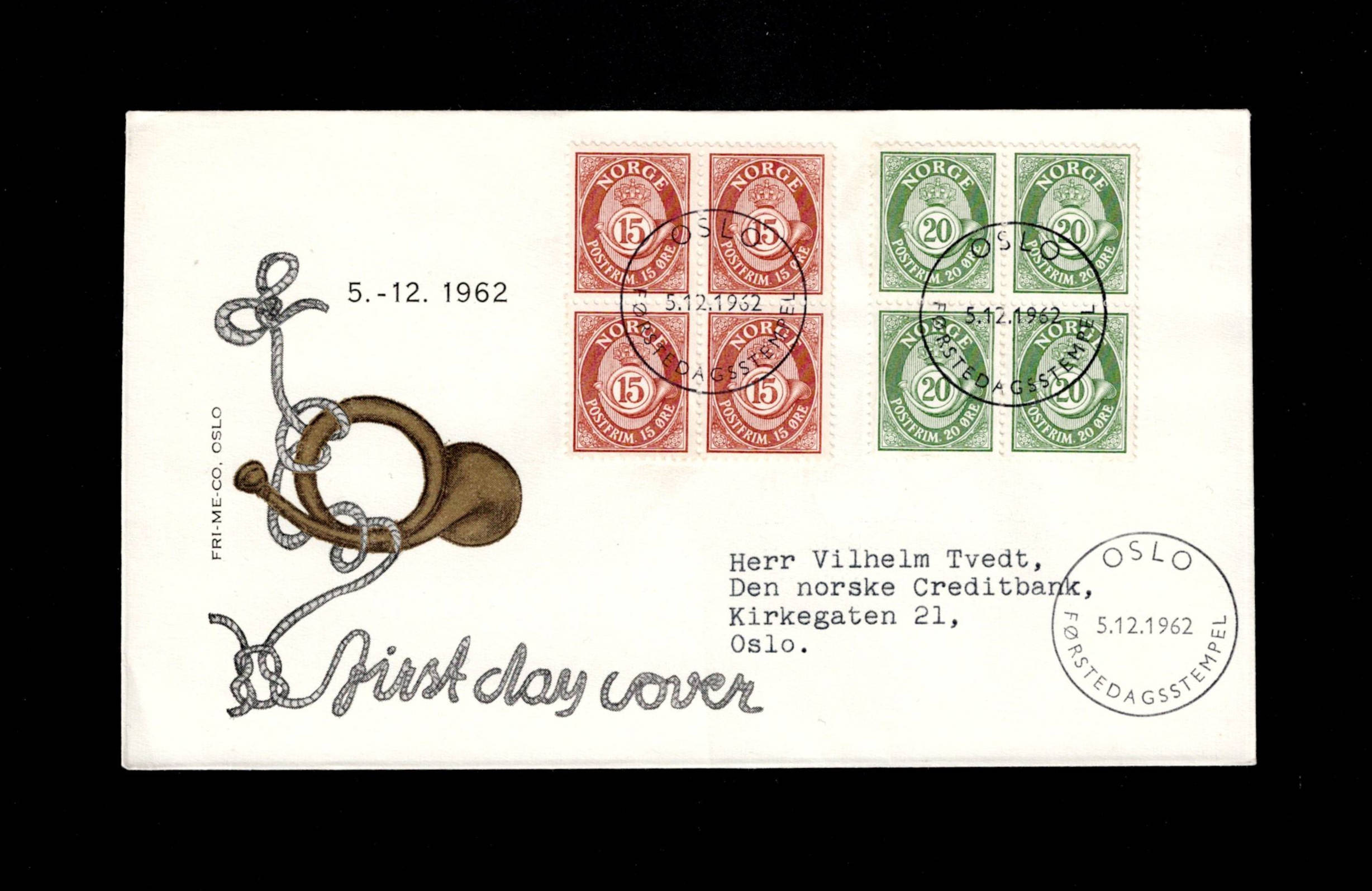 FDC 1962 4-Blokk NK515-16 bruksmerker vignet FRI-ME
