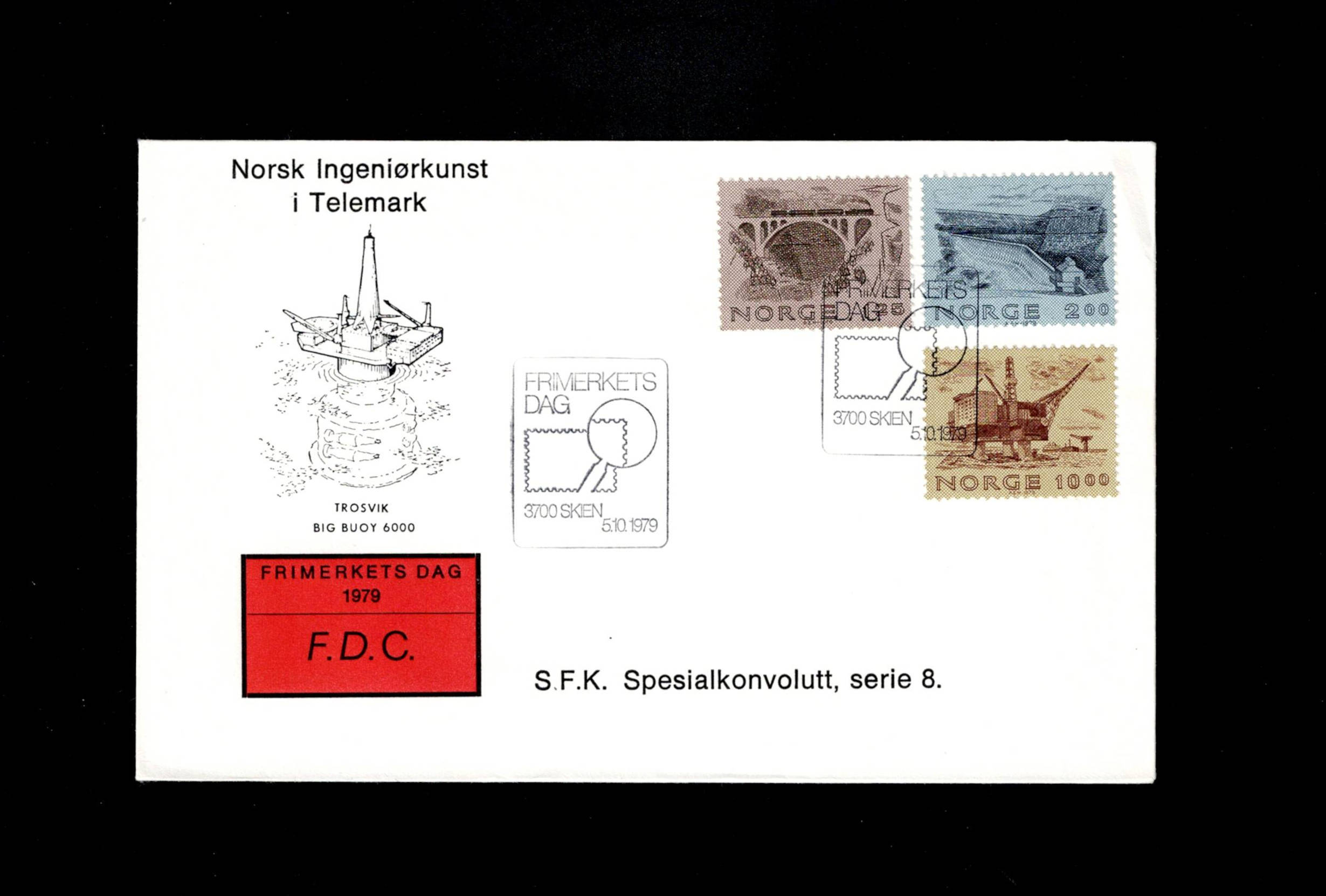 FDC 1979 NK847-49 SKIEN vignet SFK spesialkonvolutt 8