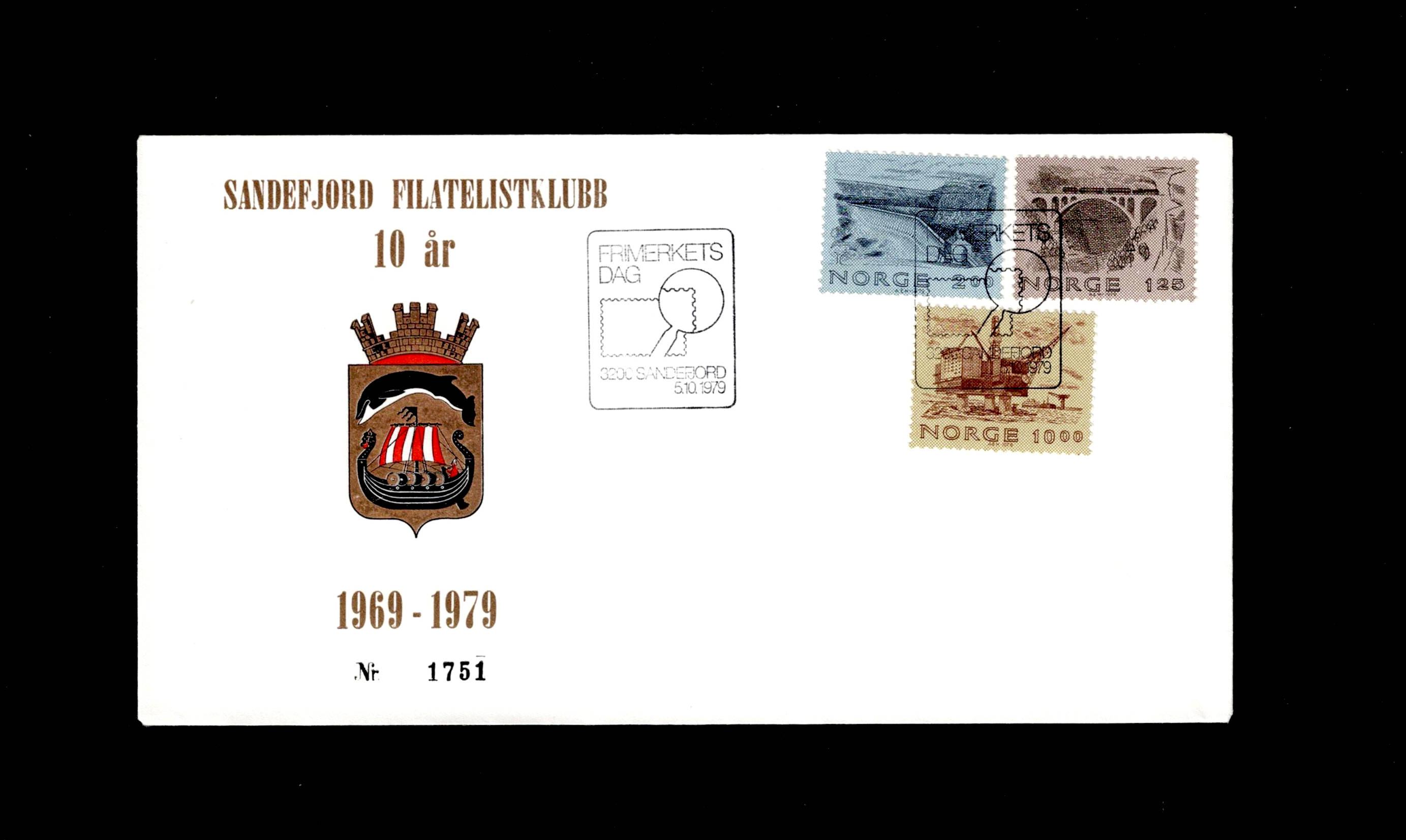 FDC 1979 NK847-49 SANDEFJORD vignet Sandefjord FK