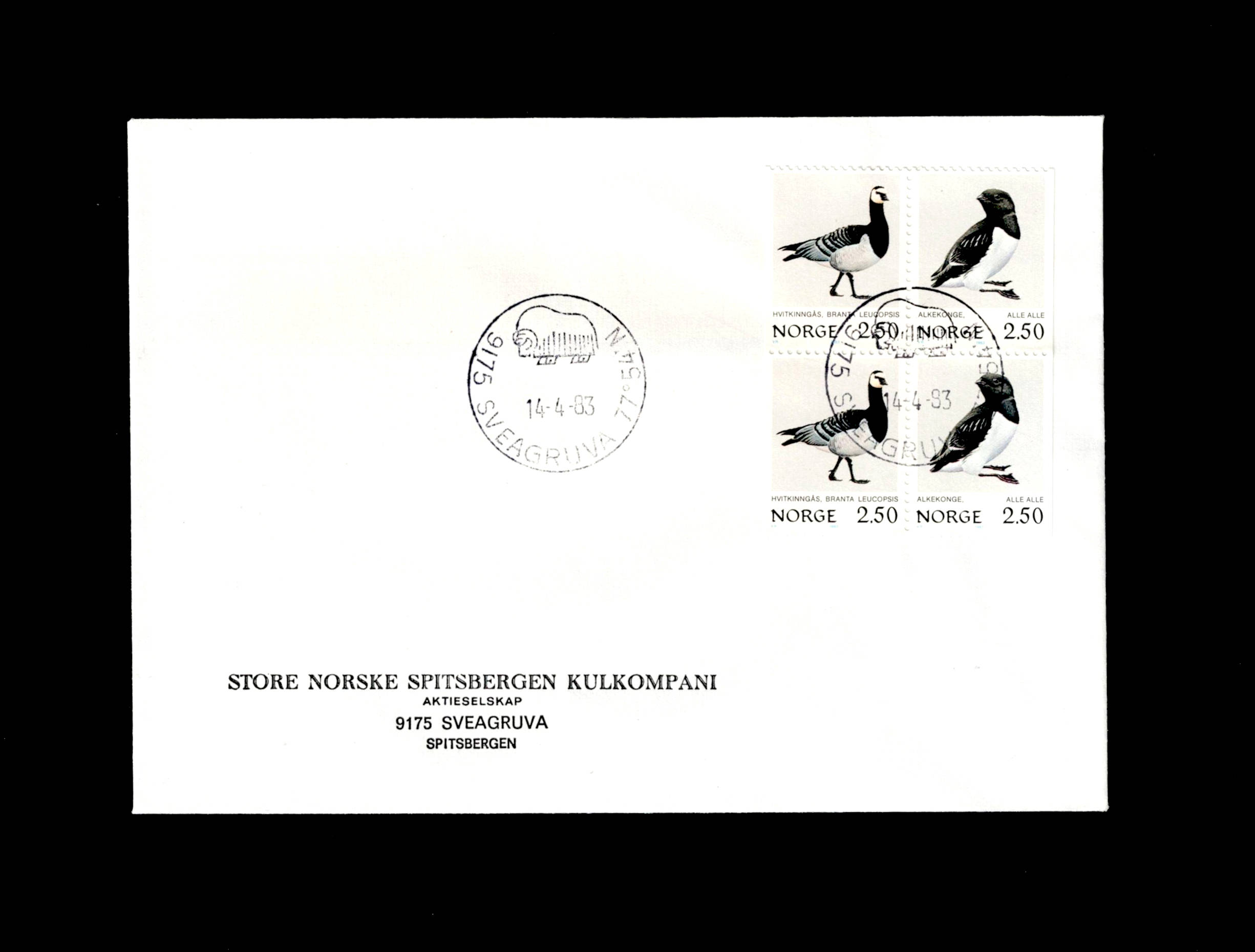 FDC 4-Blokk 1983 NK931-932 SVEAGRUVA vignet SNSK