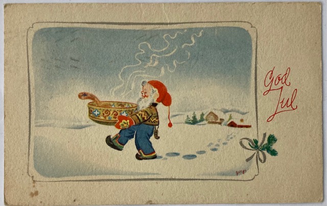 George Schumann Nisse med grøtfat God JUL