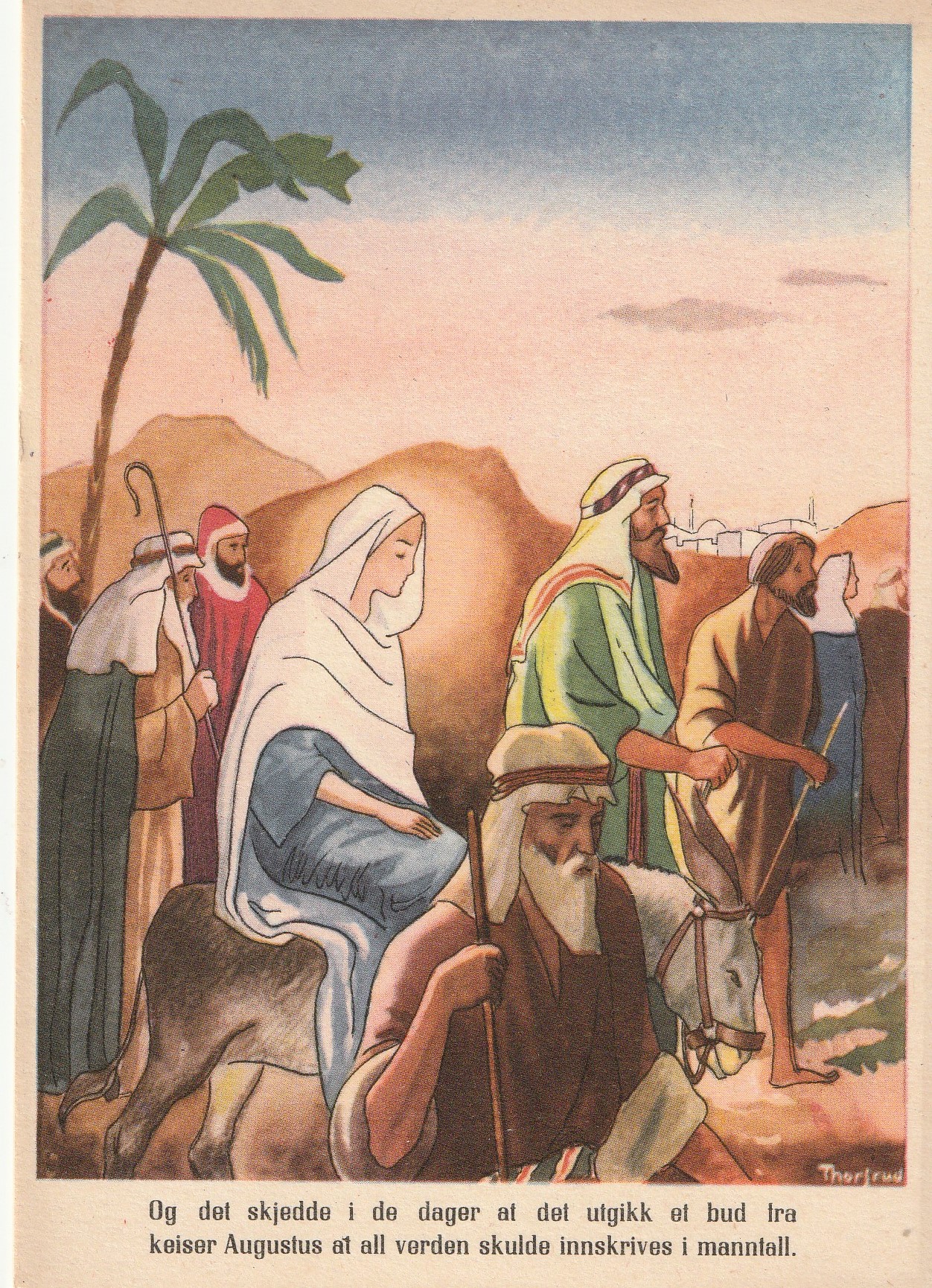 Eldre kort : Del av Juleevangelieet . Børrehaug & Rønning Serie T nr 1130 / Thorsrud