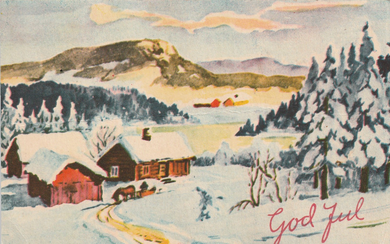 Eldre kort : God Jul . Abel /Norsk arbeide 1036 ? / Lillo-Stenberg . Pst små