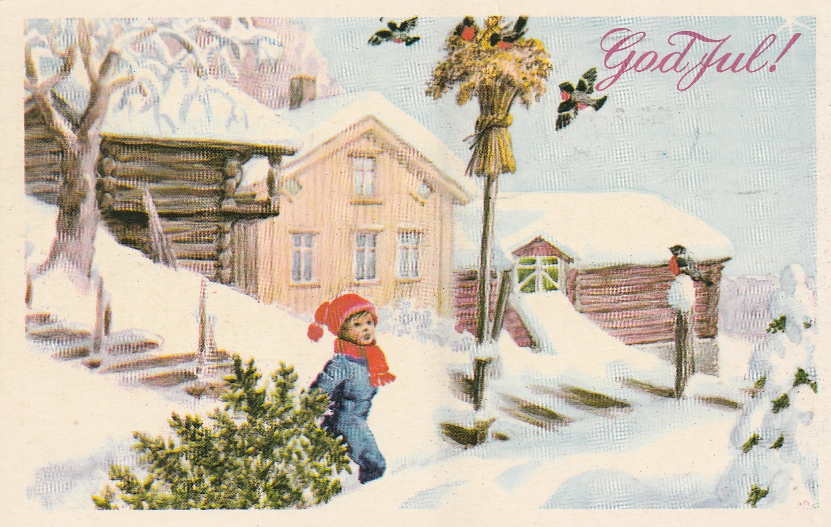 Eldre kort : God Jul . NVF / Norsk arbeide . Unum Pst Små