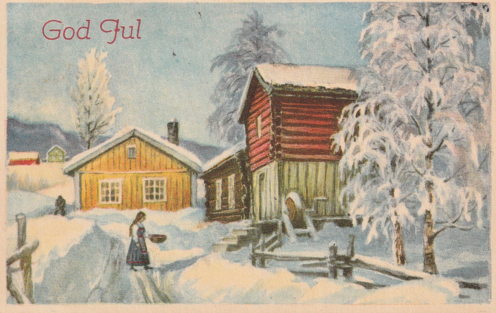 Eldre kort : God Jul.  Norsk arbeide 450 Pst Små