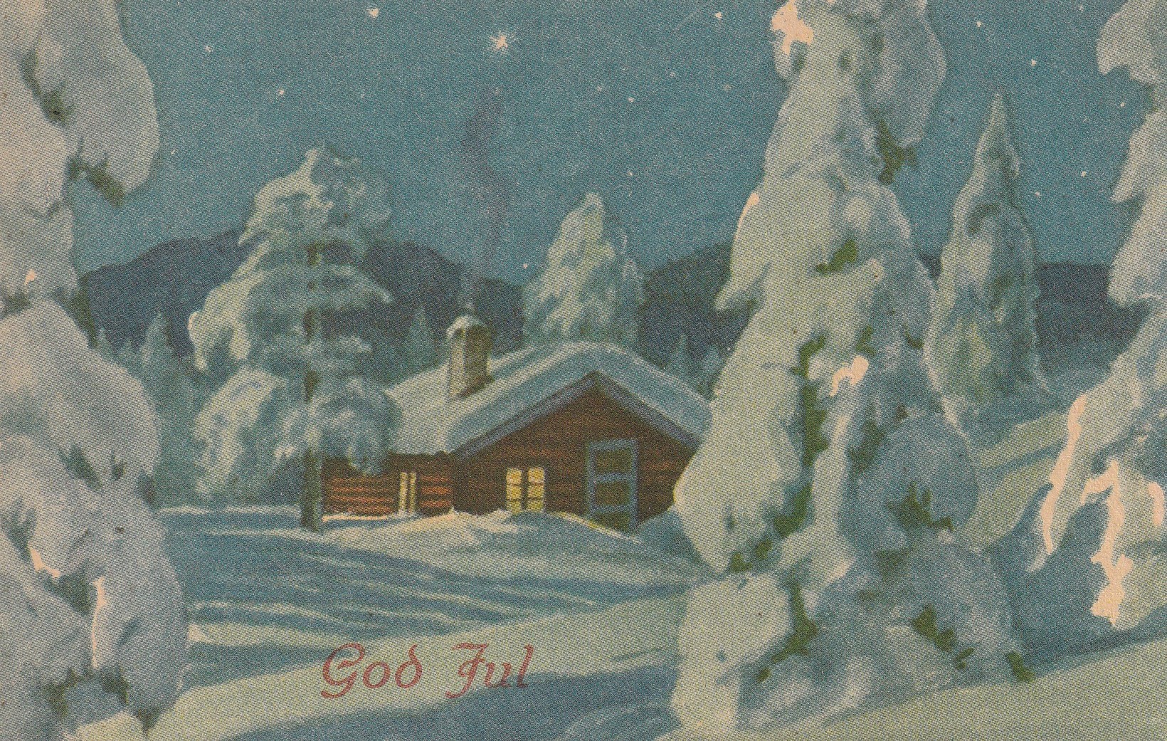 Eldre kort : God Jul .  Oppi 579/2 Små
