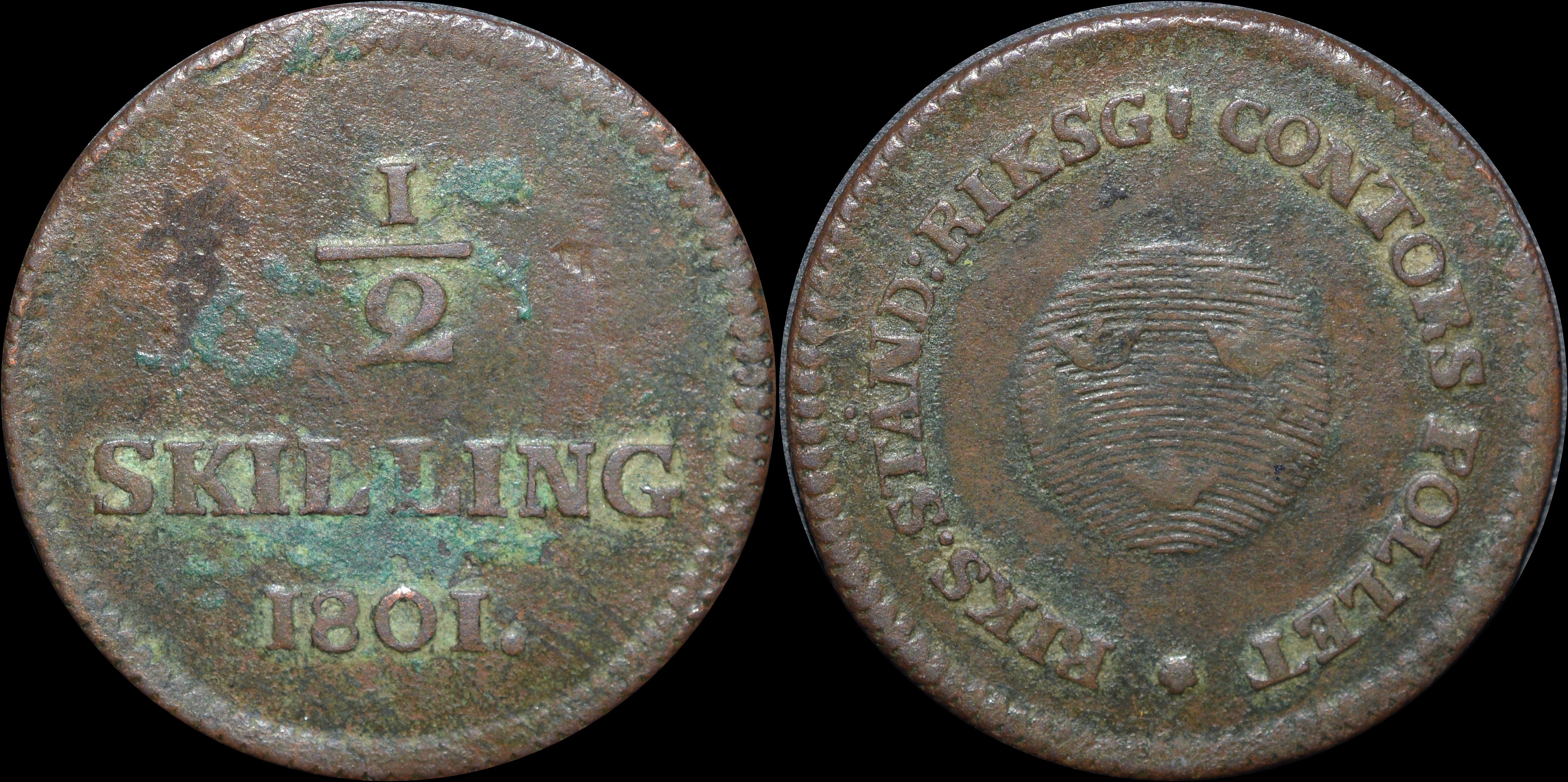 NorCollect:  Sverige 1/2 Skilling 1801
