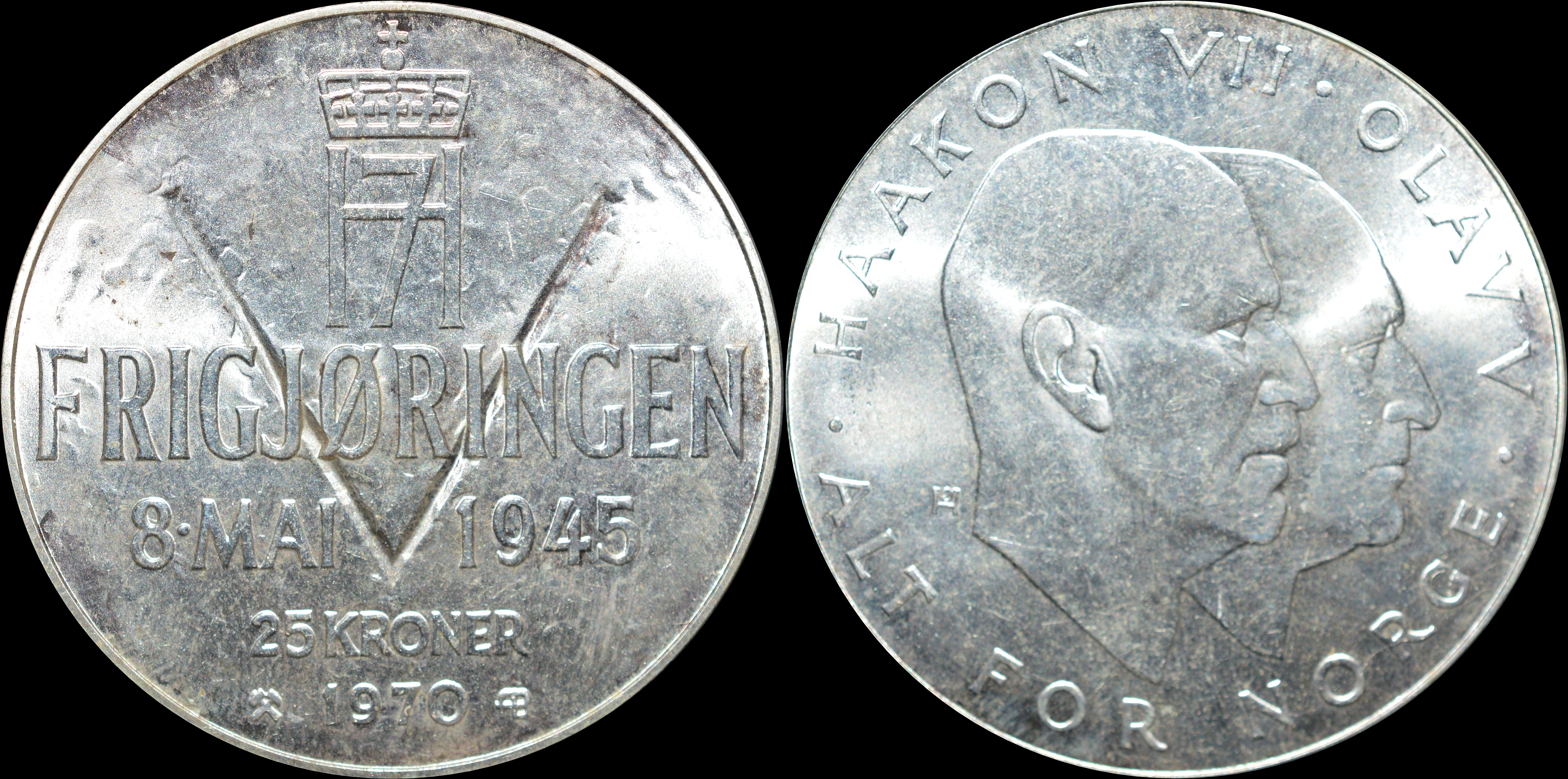 NorCollect:  25 Kroner 1970  Sølv