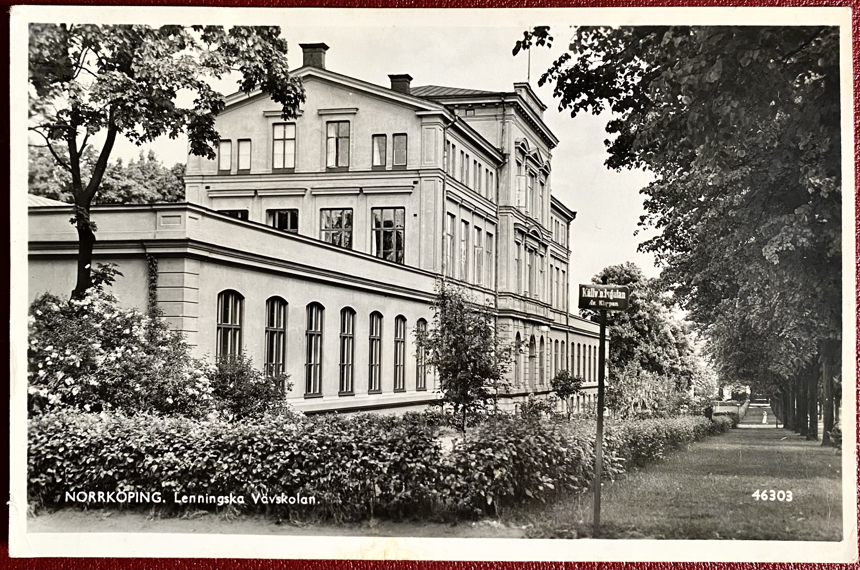 Kort Norrkøping Lenningska Vevskolan 1948