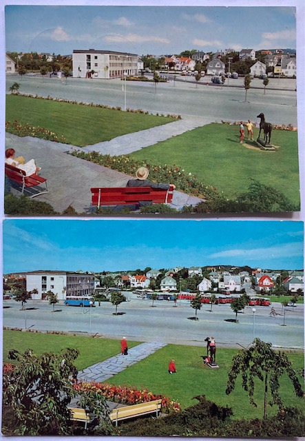 HAUGESUND 2 postkort fra rutebilstasjonen br. 1960/1965