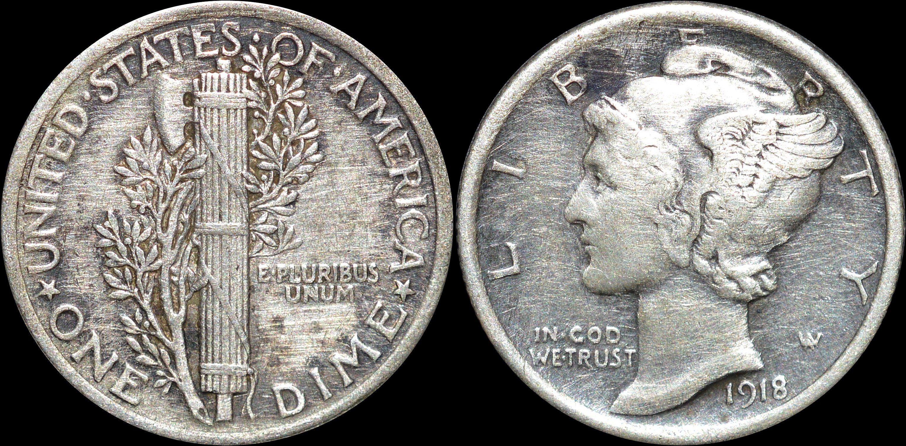NorCollect: USA 1 Dime 1918 Sølv