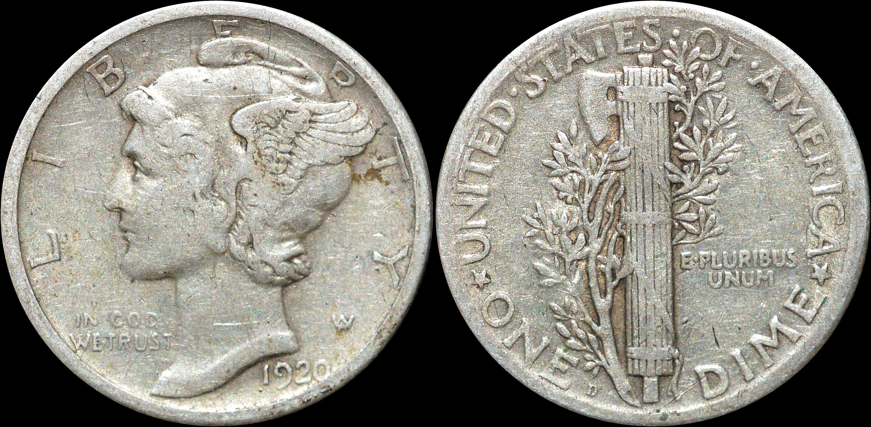 NorCollect: USA 1 Dime 1920 D Sølv
