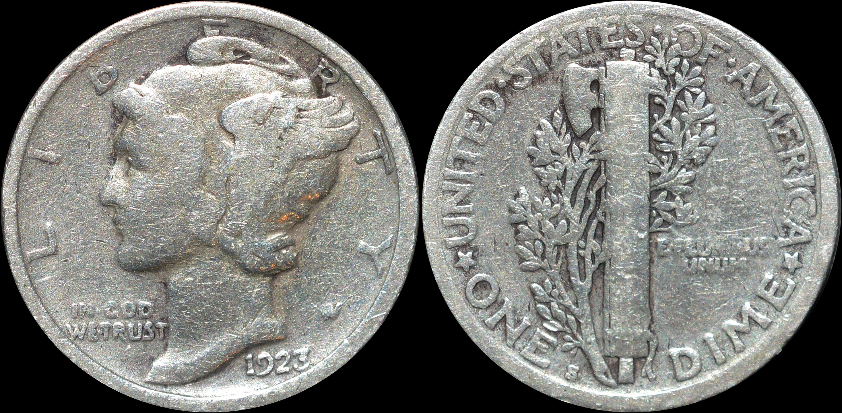 NorCollect: USA 1 Dime 1923 S Sølv