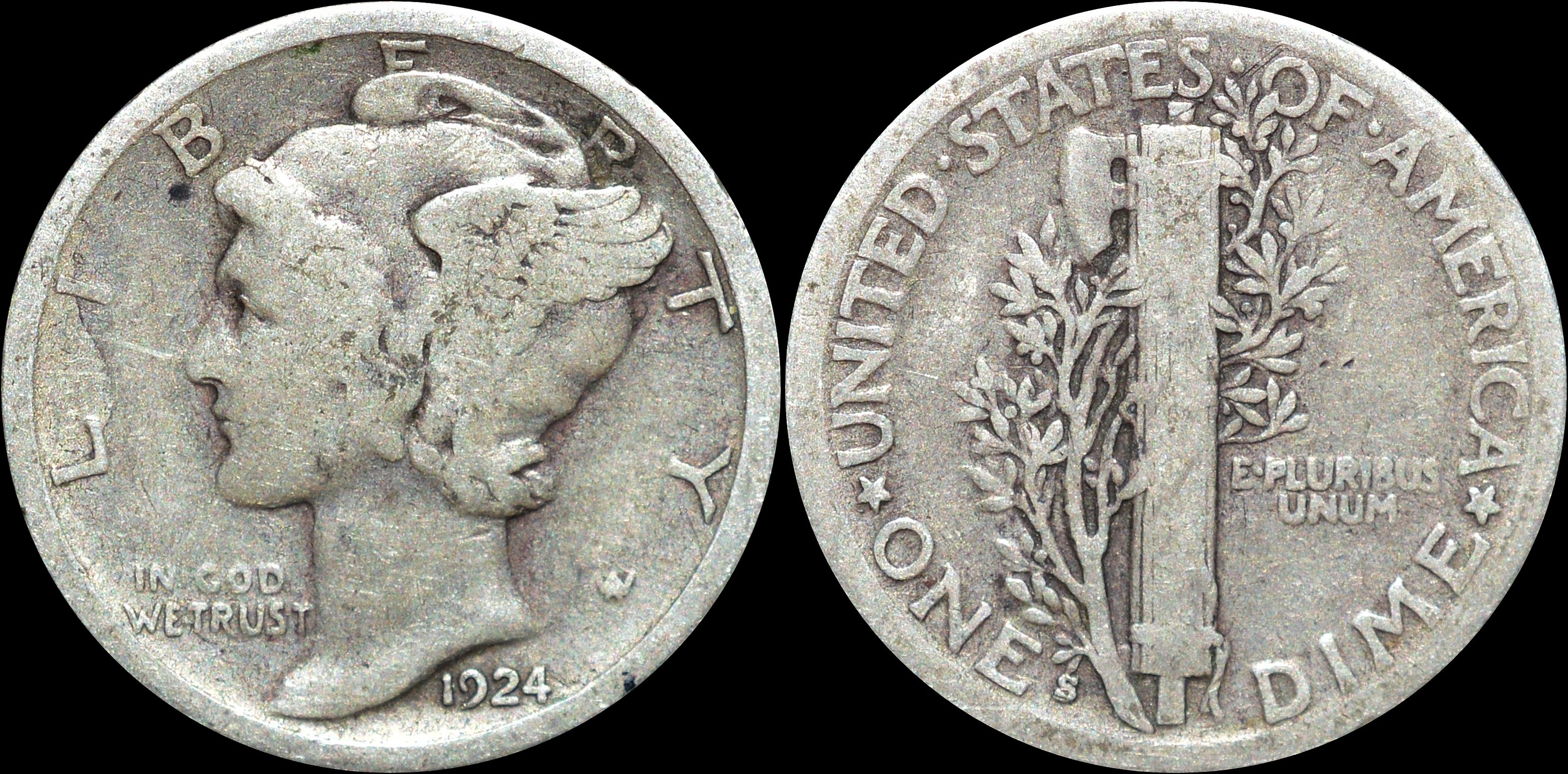 NorCollect: USA 1 Dime 1924 S Sølv