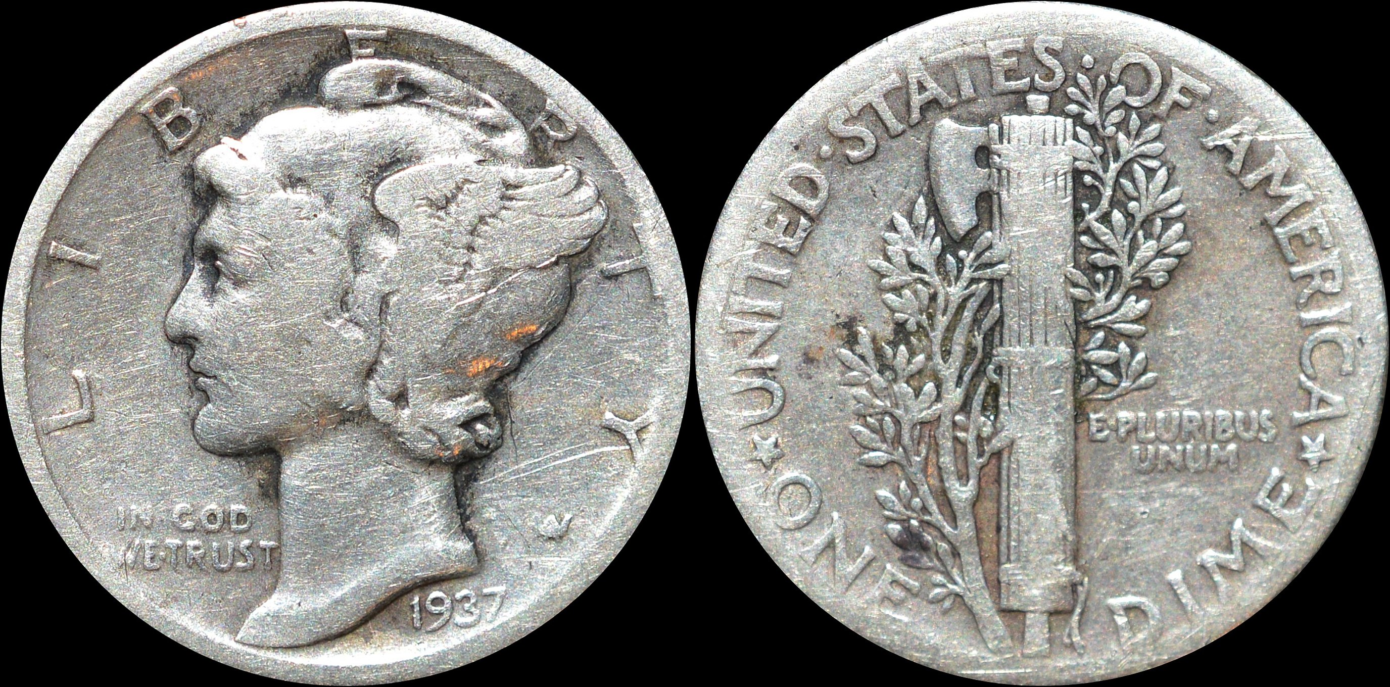 NorCollect: USA 1 Dime 1937 Sølv