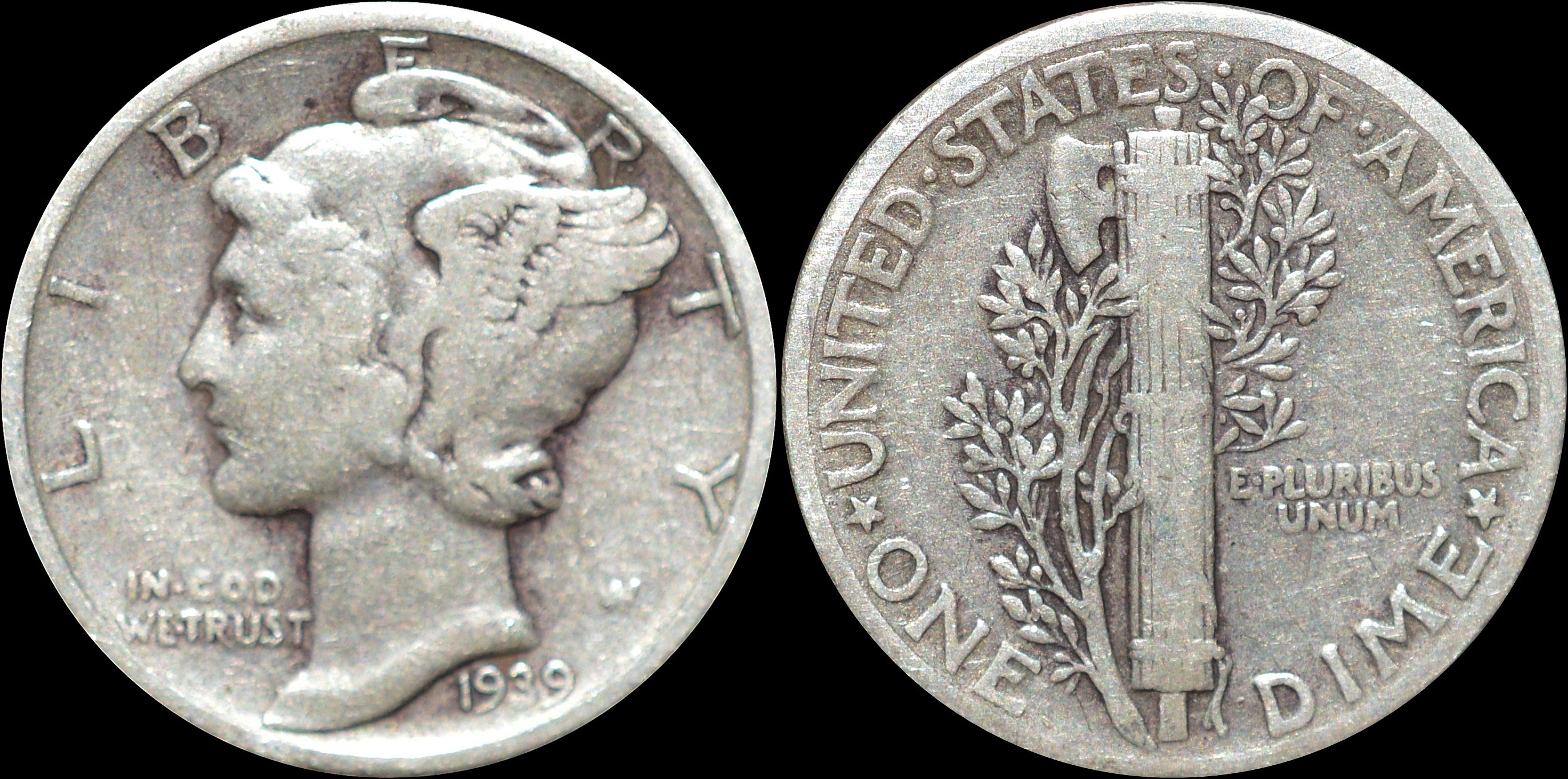 NorCollect: USA 1 Dime 1939 Sølv