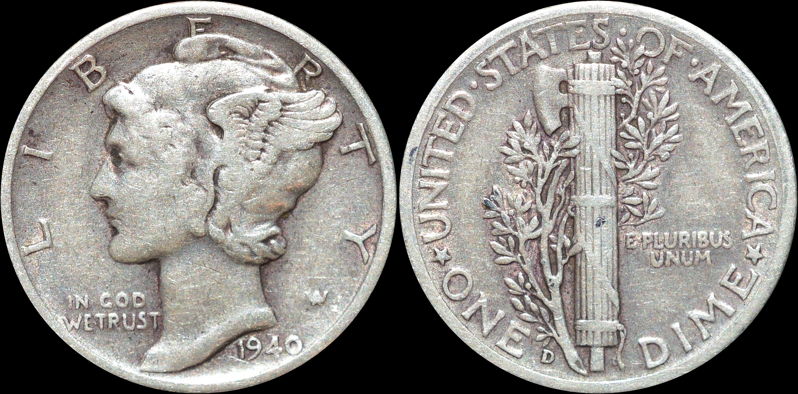 NorCollect: USA 1 Dime 1940 D Sølv