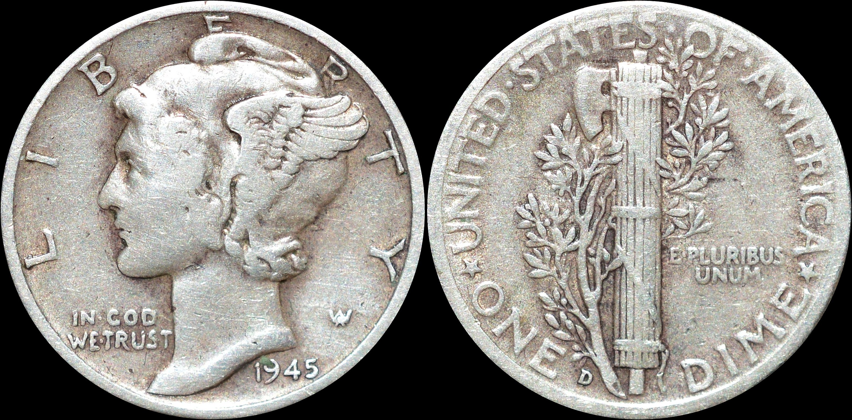 NorCollect: USA 1 Dime 1945 D Sølv