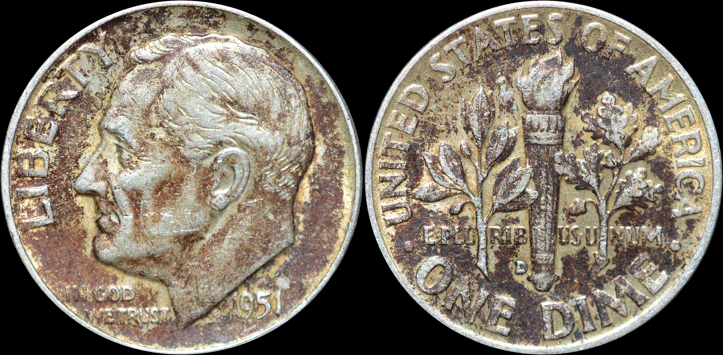 NorCollect: USA 1 Dime 1951 D Sølv