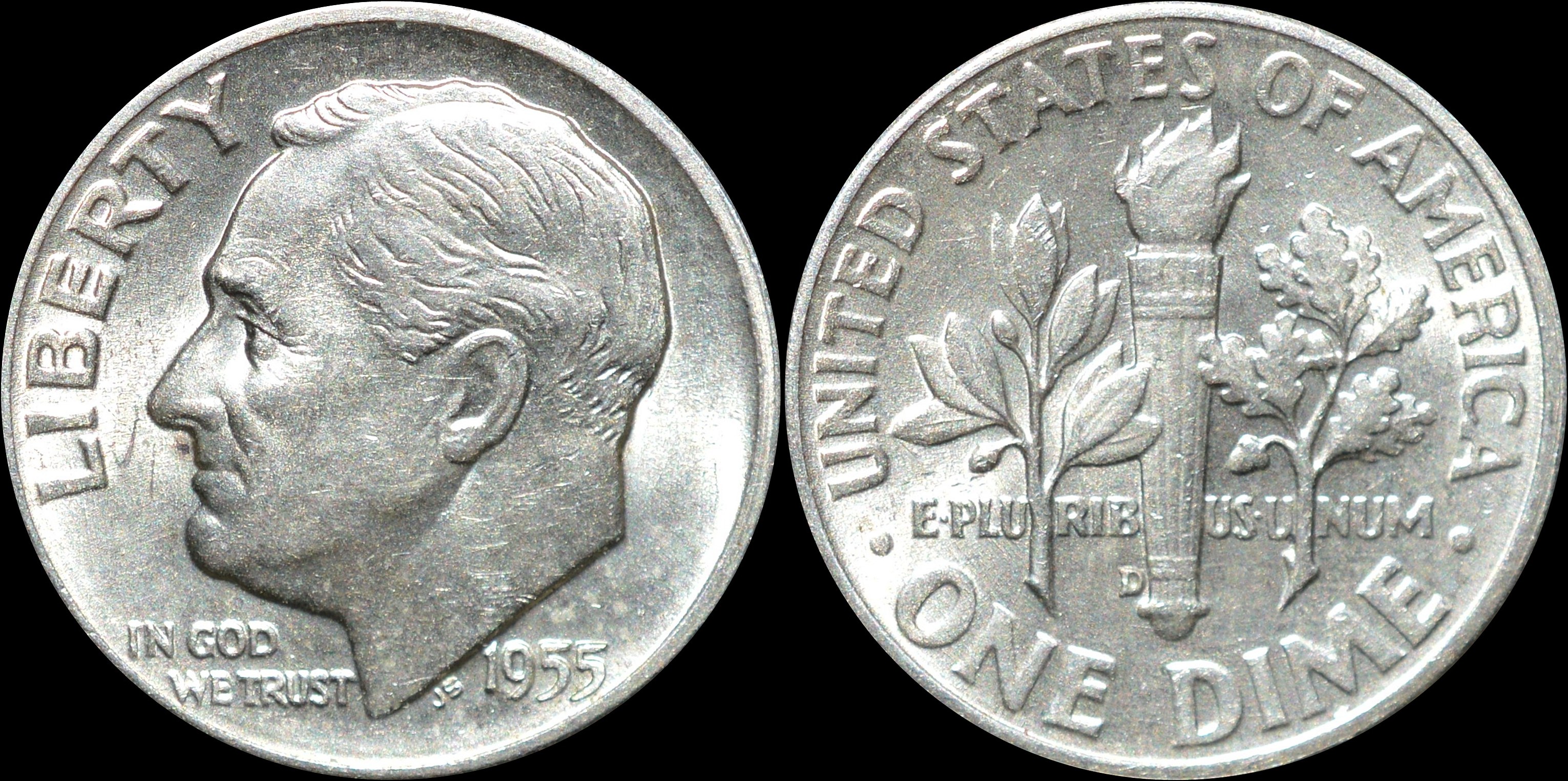NorCollect: USA 1 Dime 1955 D Sølv