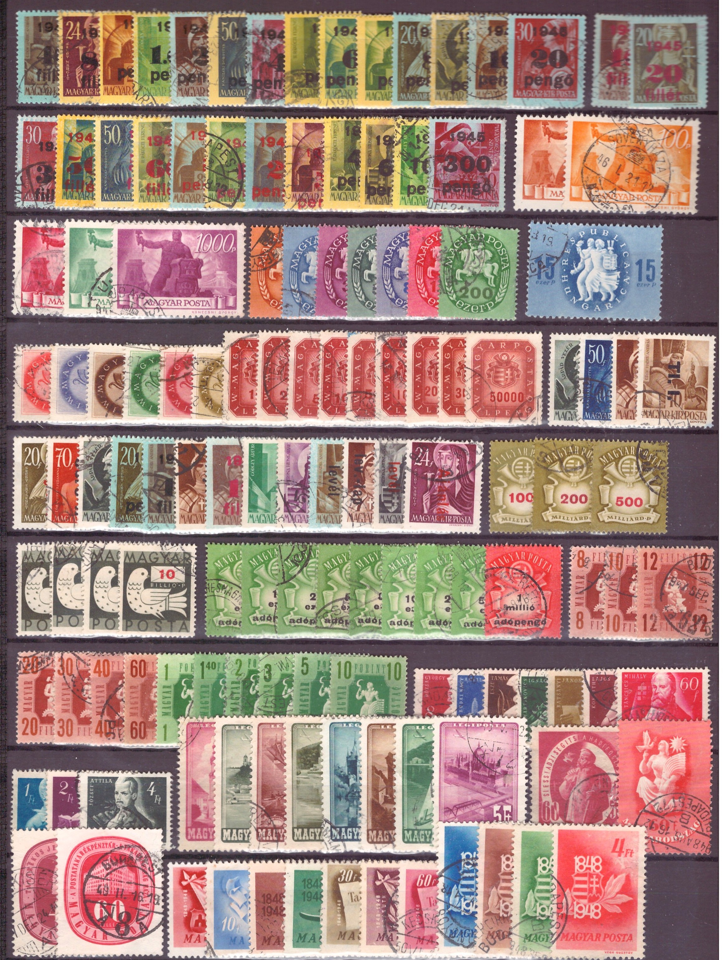 UNGARN. DIV. 1945-50. PENT RUNDSTEMPLA. (1111,-)