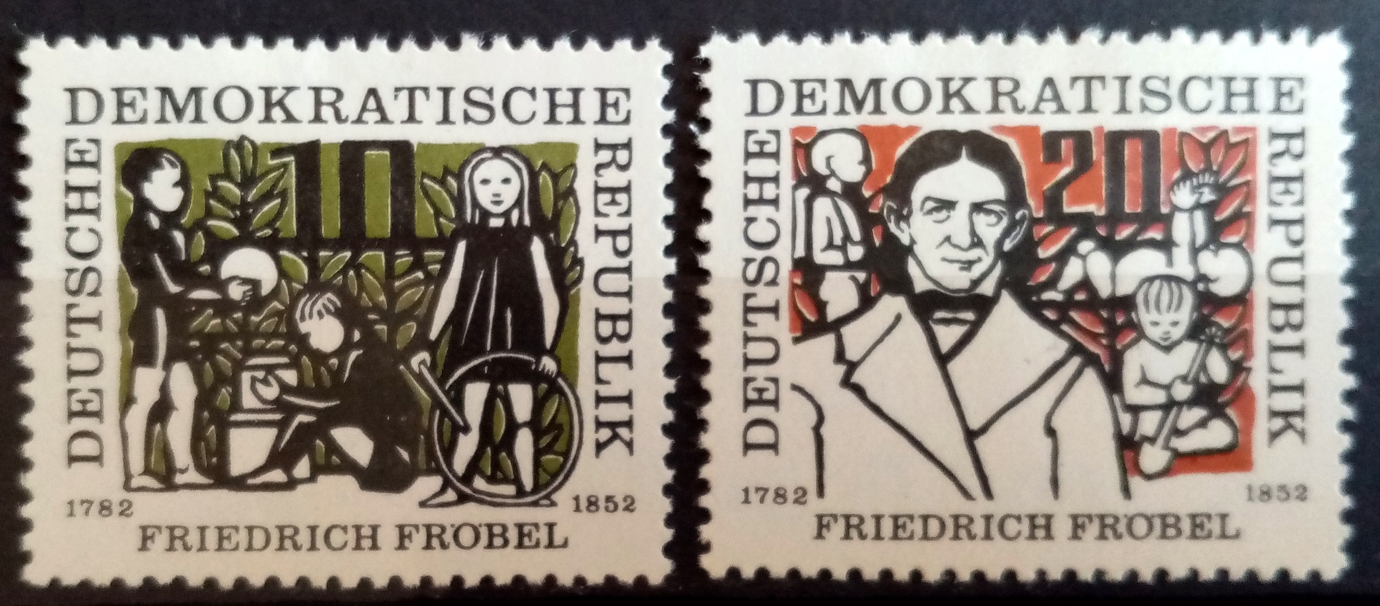 DDR - Afa : 368 - 69. Fr.Frøbels 175 - års fødsels dag.(1957)*