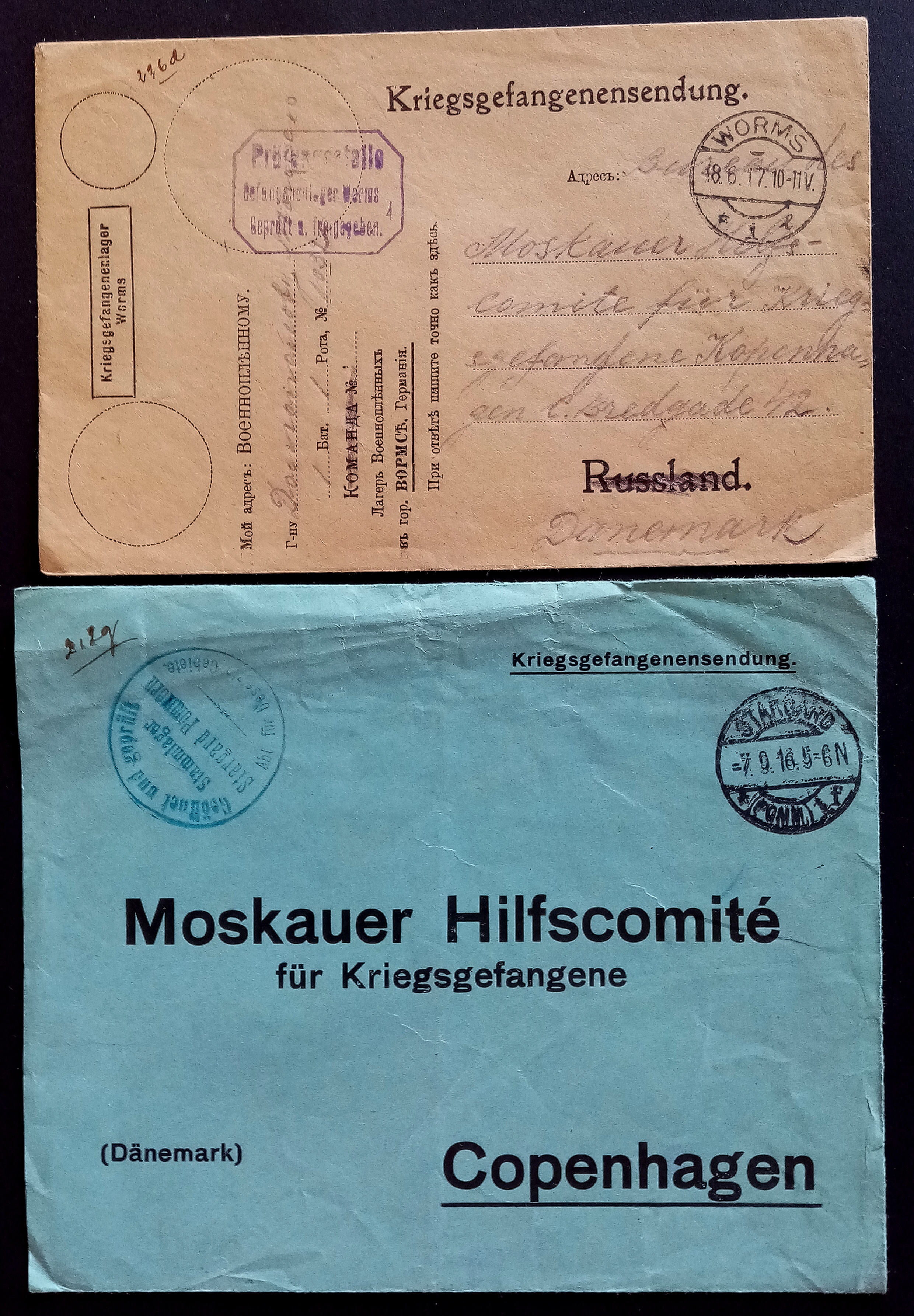 Krigsfangesendinger - WWI - 1916-17.