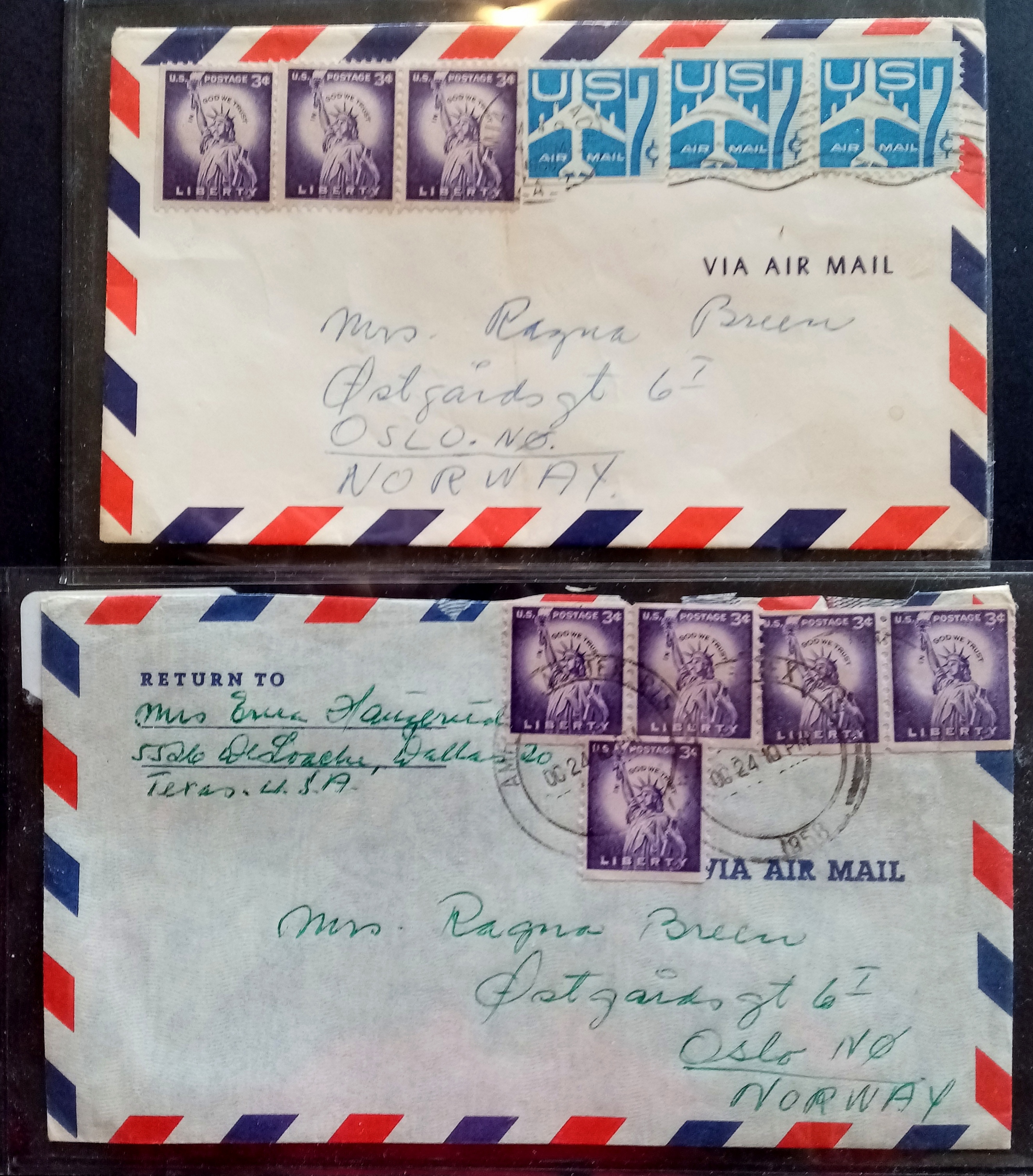 Brev - USA, 2stk brev. (1958,1960)